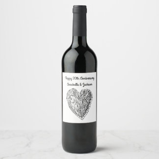 Editable Happy Anniversary Love Heart Wine Label