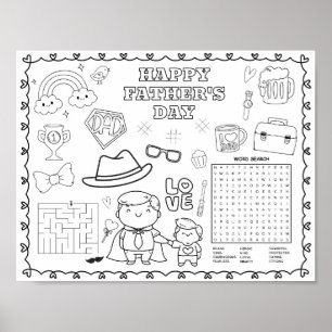 Editable happy father's day colouring mat poster