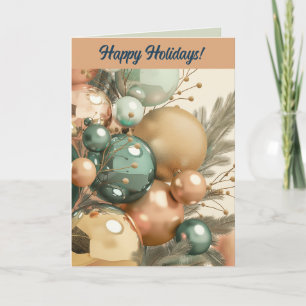 Editable Happy Holiday Baubles Christmas Card