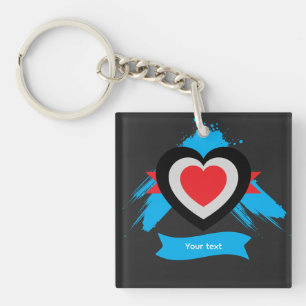 Editable Heart Custom Text Design Key Ring