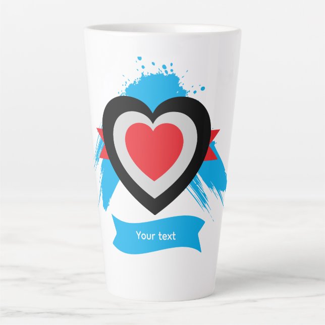 Editable Heart Custom Text Design Latte Mug (Front)