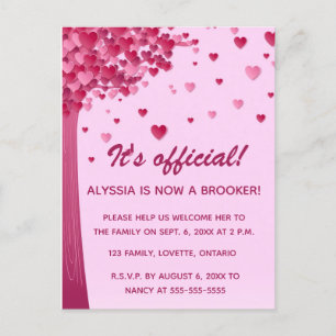 Editable Heart Tree Adoption Celebration Invitation Postcard