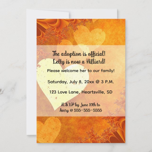 Editable Hearts and Love Adoption Invitation (Front)