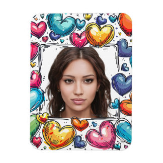 Editable Hearts Photo Frame Magnet
