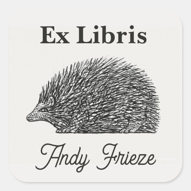 Editable Hedgehog Bookplate Sticker (Front)