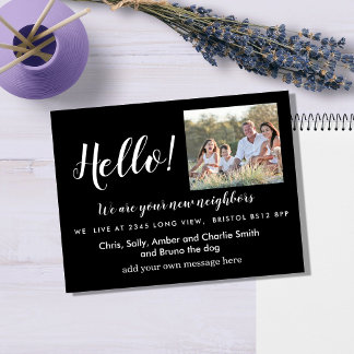 Editable Hello Neighbor,  New Address, intro Announcement Postcard