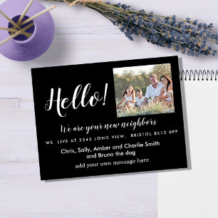 Editable Hello Neighbour,  New Address, intro Announcement Postcard