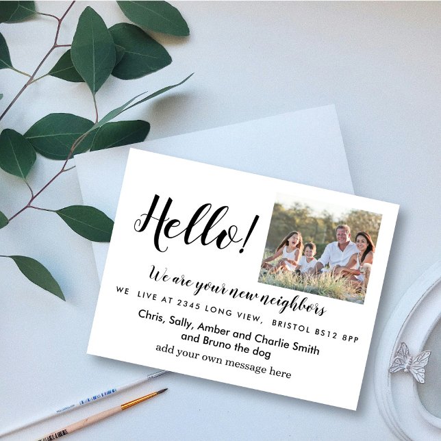 Editable Hello Neighbour,  New Address, intro Announcement Postcard (Creator Uploaded)