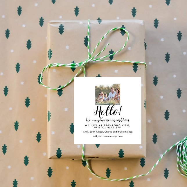 Editable Hello Neighbour,  New Address, intro Square Sticker (Creator Uploaded)