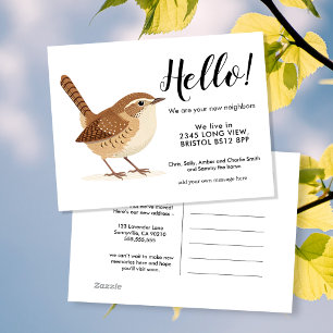 Editable Hello Neighbour New Address Wren Announce Announcement Postcard