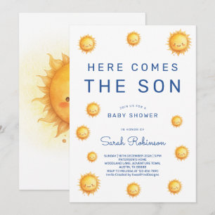Editable Here Comes The Son Baby Shower Invitation