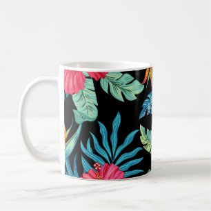 Editable hibiscus, vintage floral pattern coffee mug