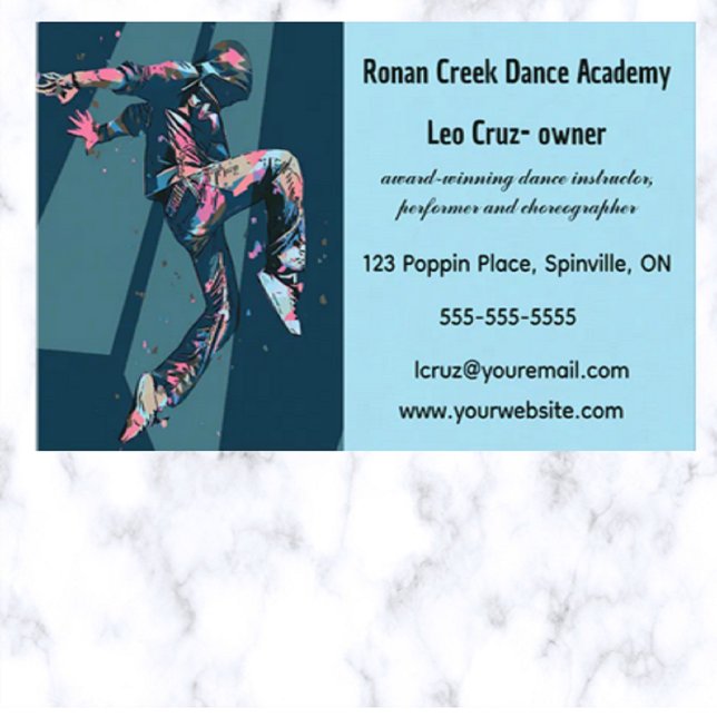 Editable Hip Hop Dance Academy Business Card (Creator Uploaded)