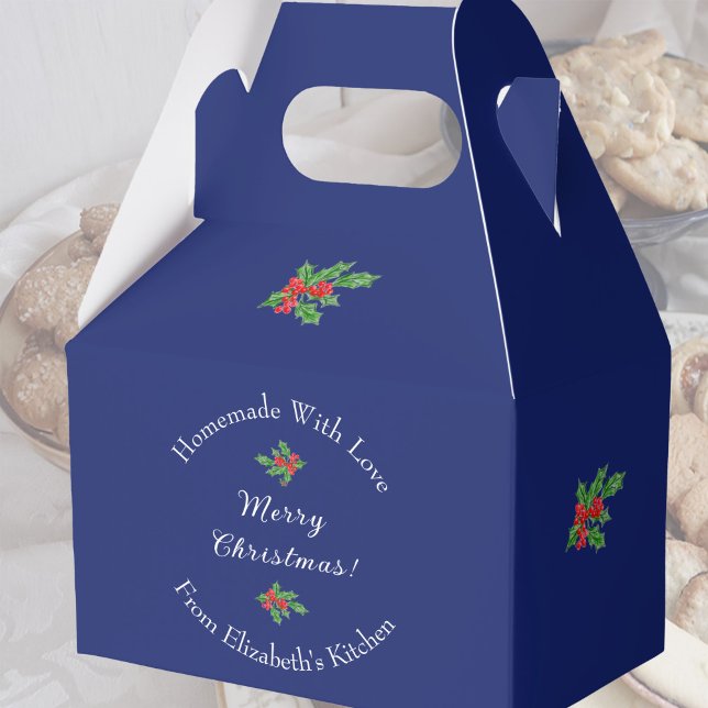 Editable Holiday Baking Gift Blue Merry Christmas Favour Box (Creator Uploaded)