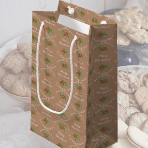 Editable Holiday Baking Gift Brown Merry Christmas Small Gift Bag