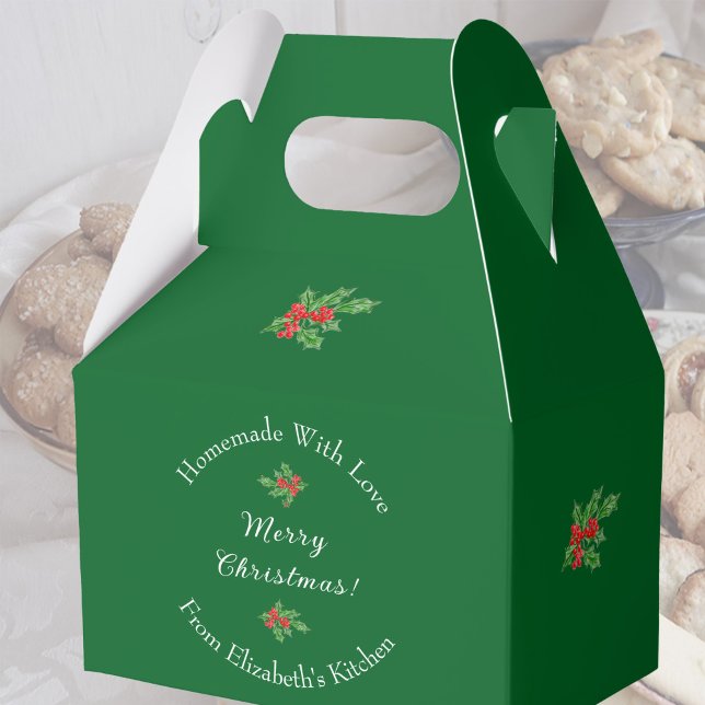 Editable Holiday Baking Gift Green Merry Christmas Favour Box (Creator Uploaded)