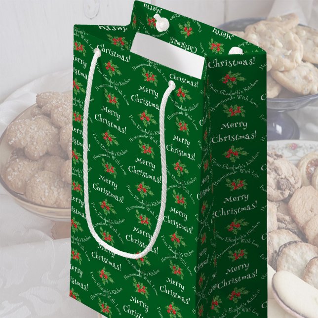 Editable Holiday Baking Gift Green Merry Christmas Small Gift Bag (Creator Uploaded)
