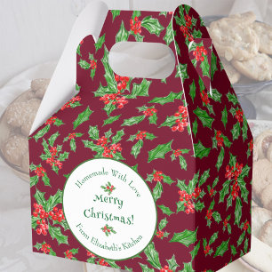 Editable Holiday Baking Gift Red Merry Christmas Favour Box
