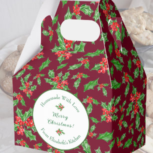 Editable Holiday Baking Gift Red Merry Christmas Favour Box