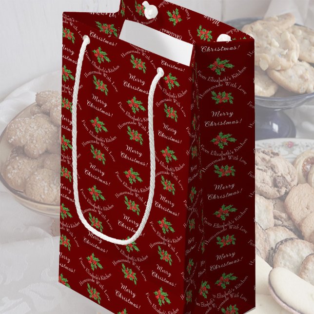 Editable Holiday Baking Gift Red Merry Christmas Small Gift Bag (Creator Uploaded)