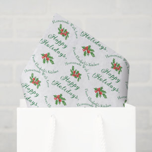 Editable Holiday Baking Gift White Happy Holidays Tissue Paper