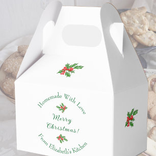 Editable Holiday Baking Gift White Merry Christmas Favour Box