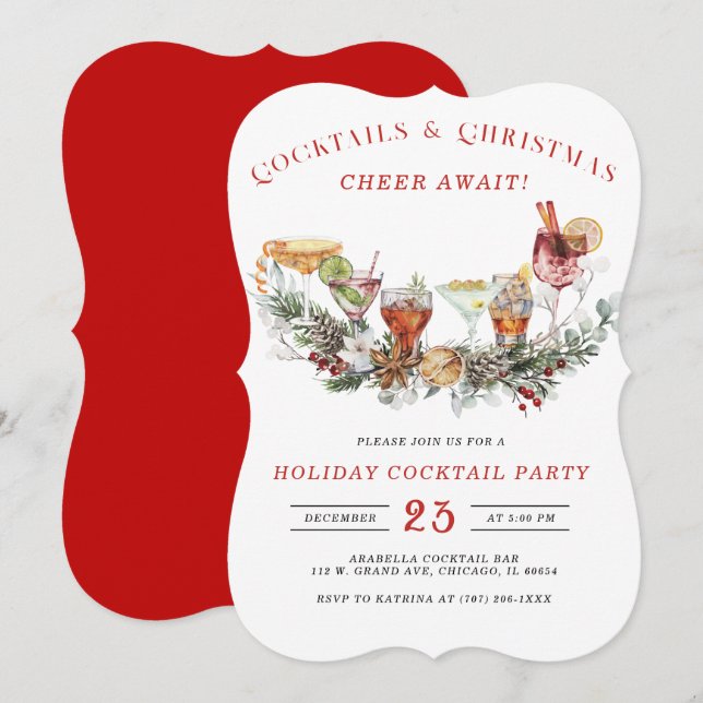 Editable Holiday Cocktail Party Invitation (Front/Back)