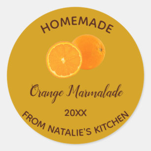 Editable Homemade Orange Marmalade Classic Round Sticker