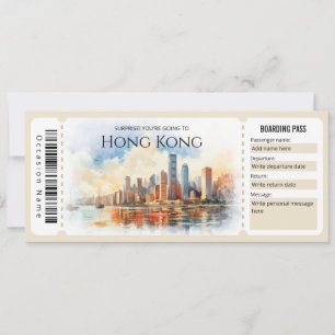 Editable Hong Kong Plane Boarding Pass Ticket Invitation