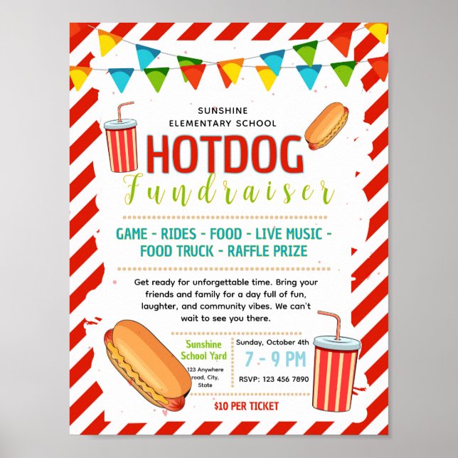 Editable hotdog fundraiser flyer poster (Front)