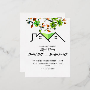 Editable House Warming Invitation, House Warming P Foil Invitation Postcard