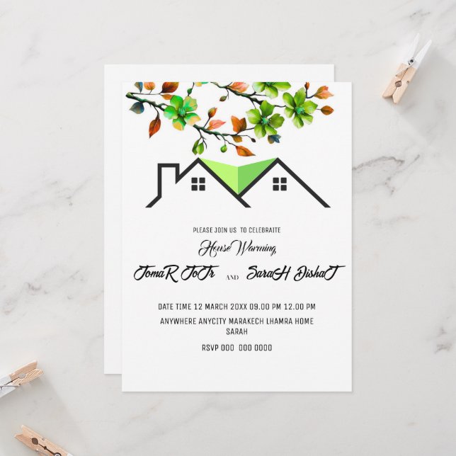 Editable House Warming Invitation, House Warming P Invitation (Front/Back In Situ)