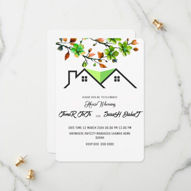 Editable House Warming Invitation, House Warming P Save The Date (Front/Back In Situ)