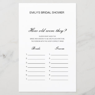 Editable How old were they? Bridal Shower Game