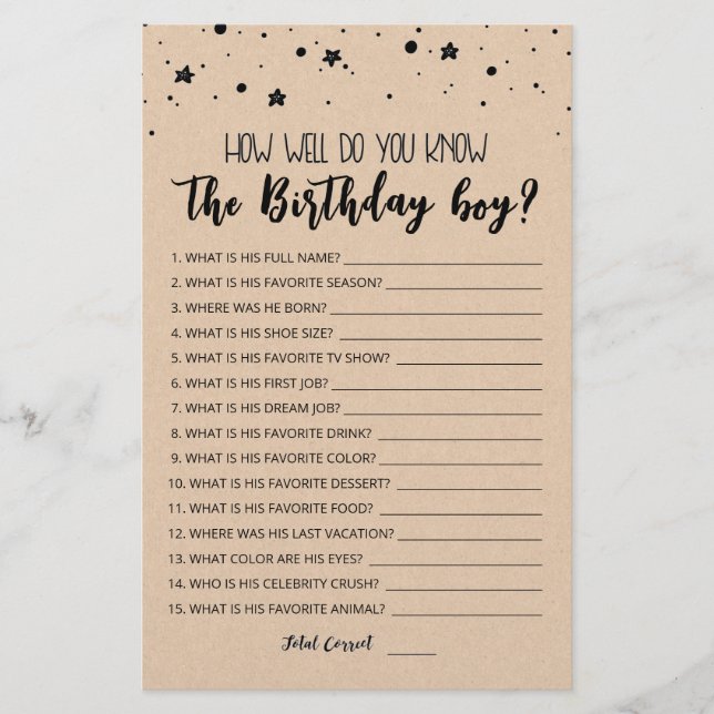 Editable How well do you know the Birthday boy (Front)