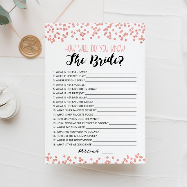 Editable How well do you know the Bride game Card (Creator Uploaded)