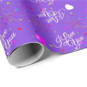 Editable I Love You on Violet (or your colour) Wrapping Paper