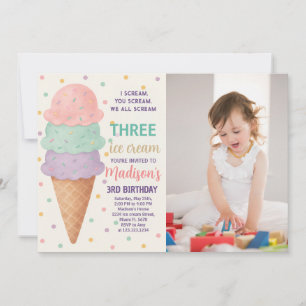 Editable Ice Cream Birthday Invitation for Kids
