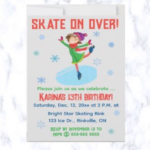Editable Ice Skating Birthday Party Invitation