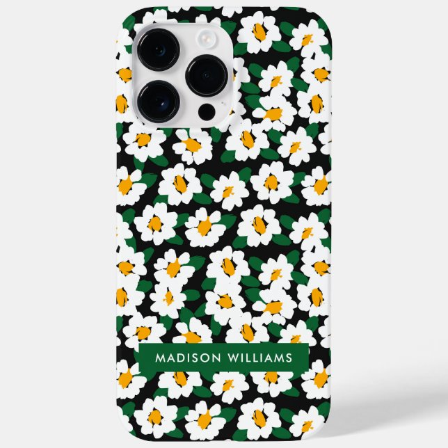 Editable inscription Flowers Minimalist  Case-Mate iPhone Case (Back)
