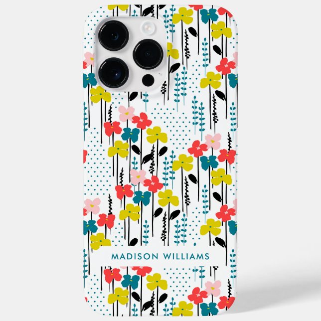 Editable inscription Flowers Minimalist  Case-Mate iPhone Case (Back)
