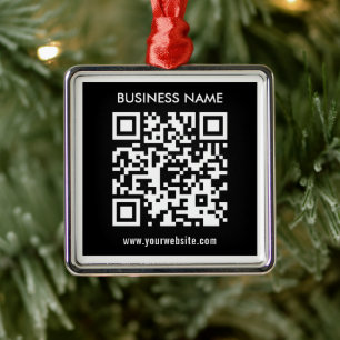 Editable (instantly generated) QR code Black Metal Ornament