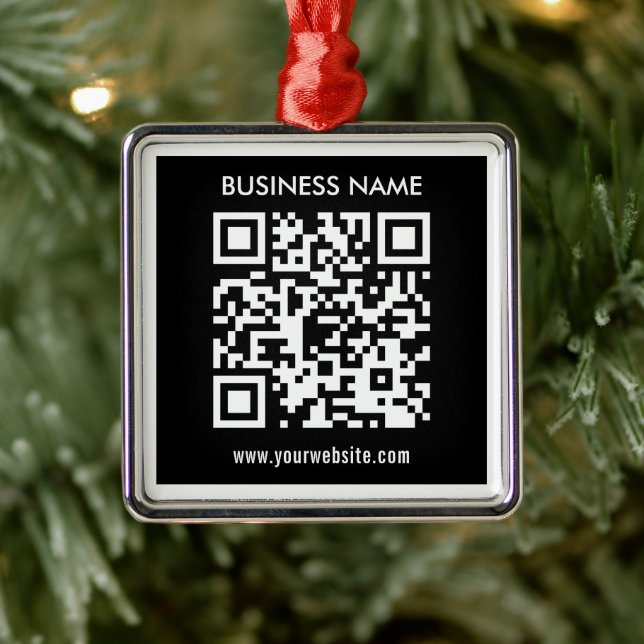 Editable (instantly generated) QR code | Black Metal Ornament (Tree)