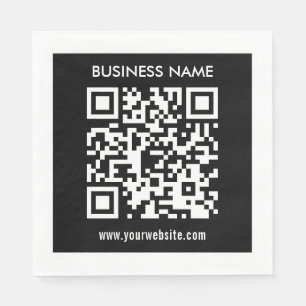 Editable (instantly generated) QR code Black Napkin