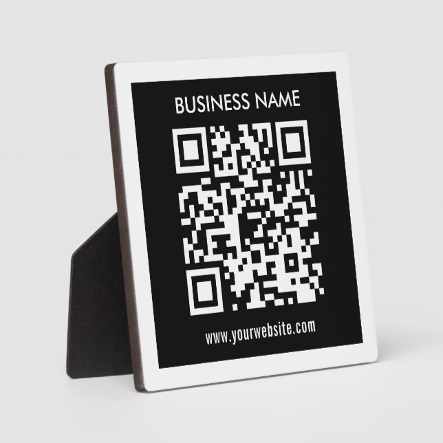 Editable (instantly generated) QR code | Black Plaque (Front)