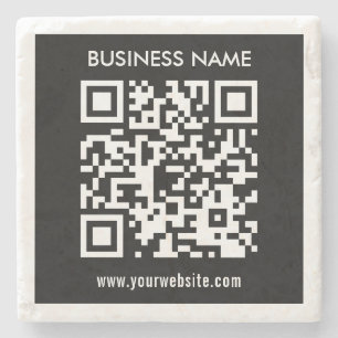 Editable (instantly generated) QR code Black Stone Coaster
