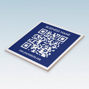 Editable (instantly generated) QR code   Navy Blue Ceramic Tile