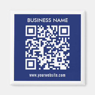 Editable (instantly generated) QR code   Navy Blue Magnet