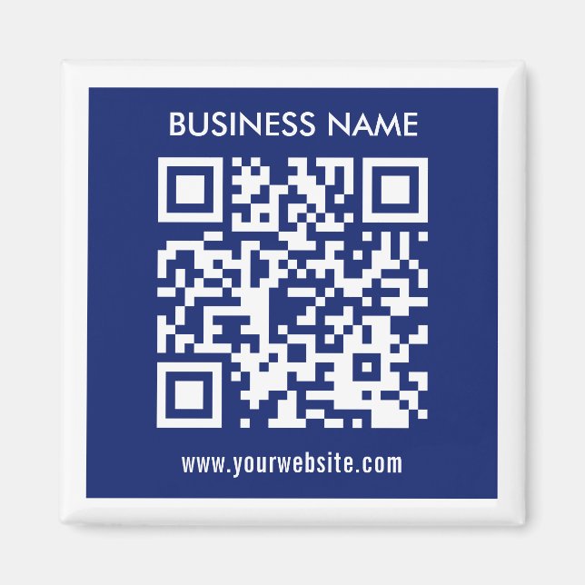 Editable (instantly generated) QR code | Navy Blue Magnet (Front)