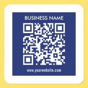 Editable (instantly generated) QR code Navy Blue Square Sticker
